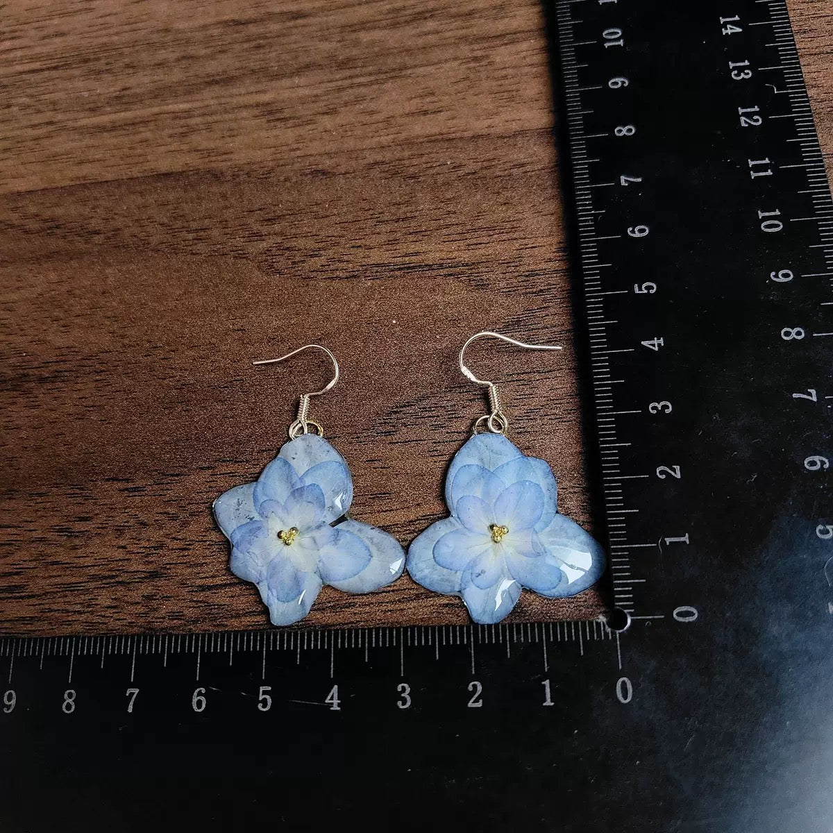 Blue Hydrangea Flower Earrings