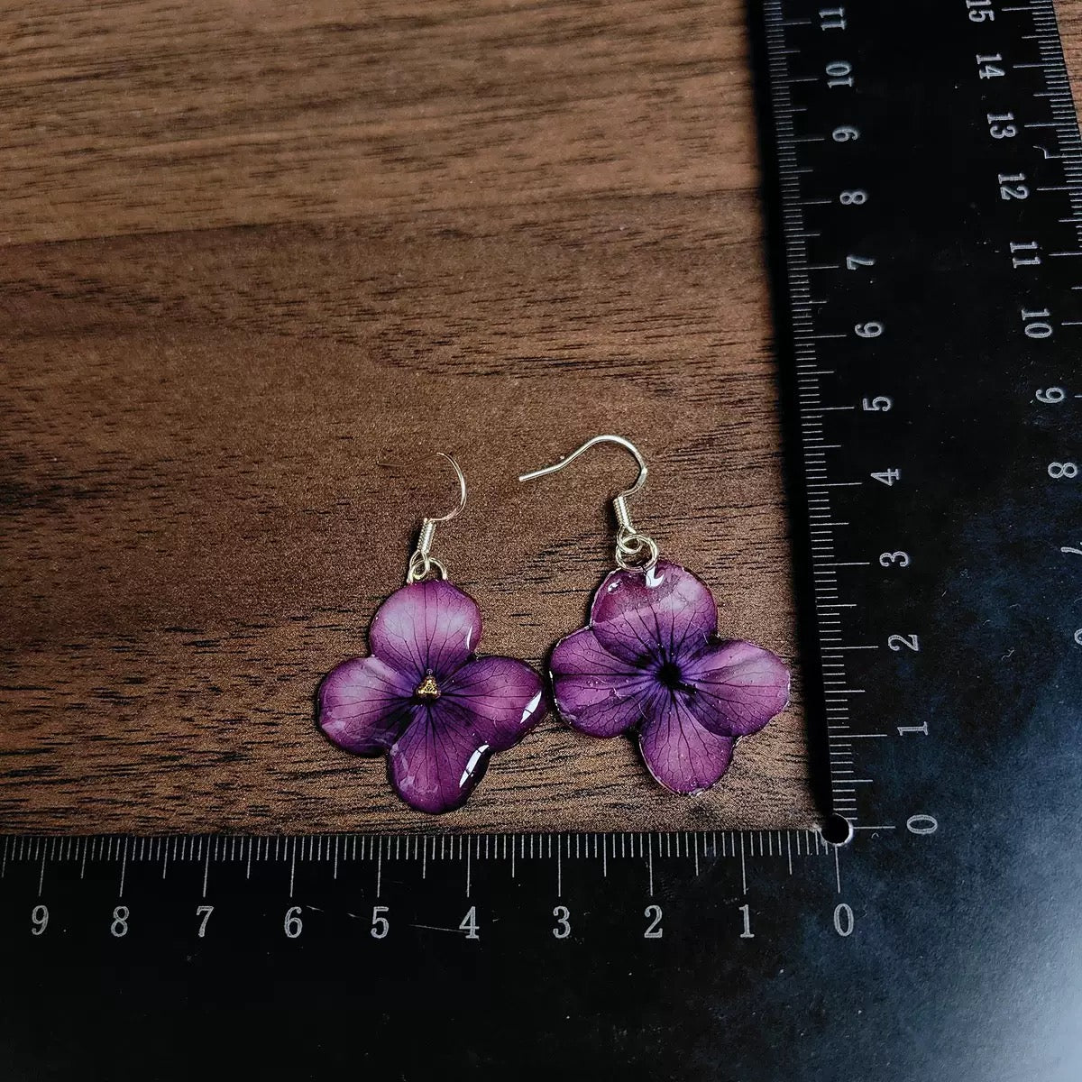 Purple Hydrangea Flower Earrings