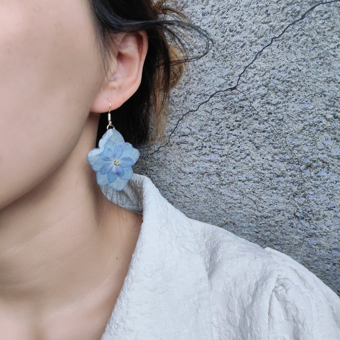 Blue Forget-Me-Not Heart Earrings