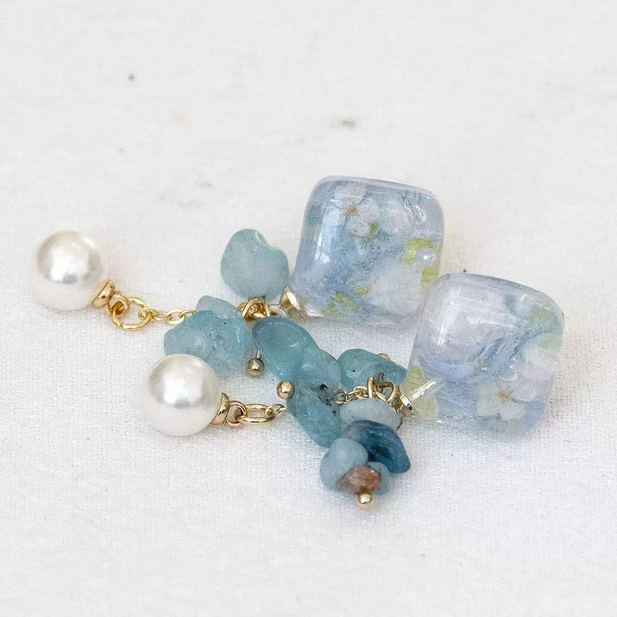 Aquamarine Cluster Earrings