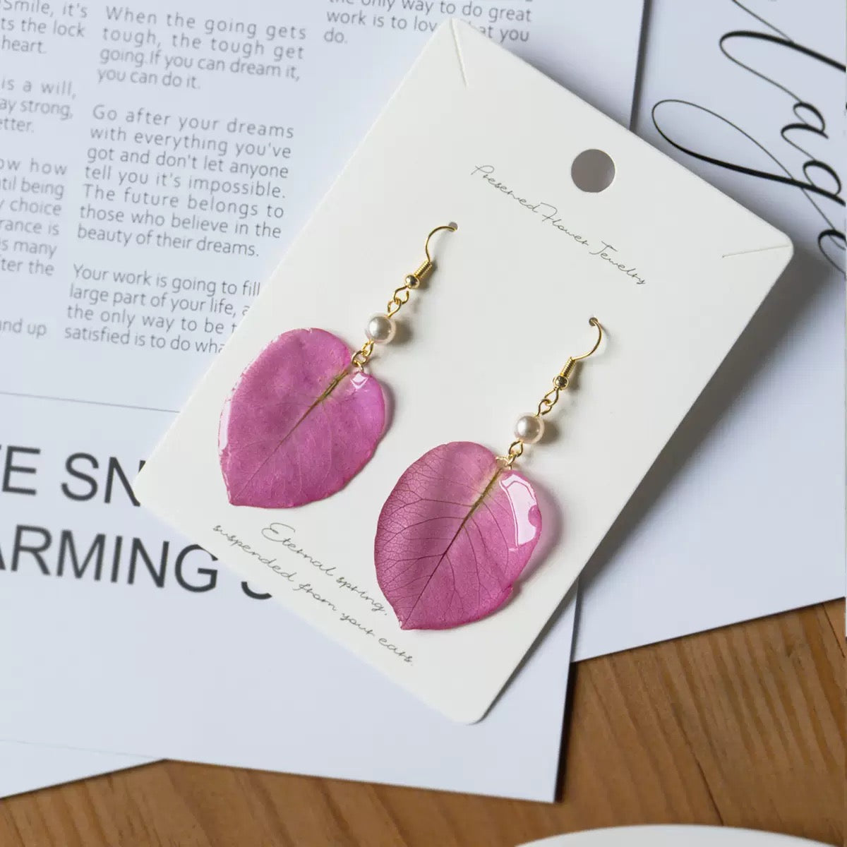 Pink Petal Heart Earrings