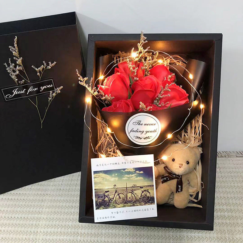 Luxury Romantic Gift Box - Eternal B Roses & Teddy Bear