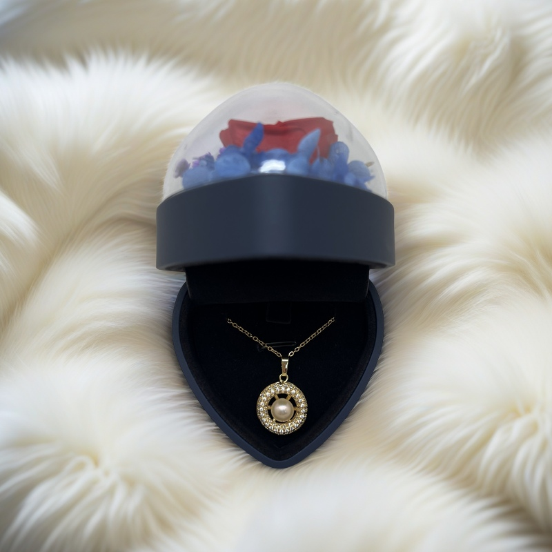 Eternal Rose Jewelry Box with Pearl Pendant Necklace