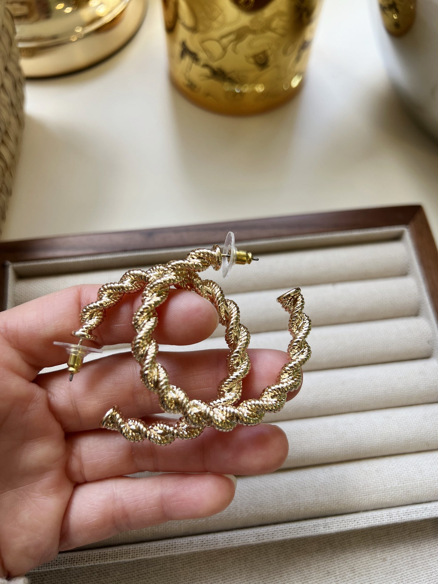 Twisted Rope Gold Hoop Earrings
