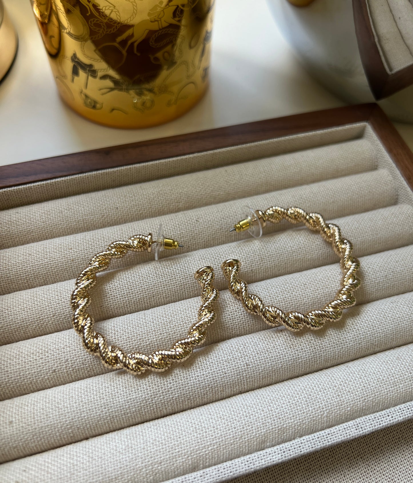 Twisted Rope Gold Hoop Earrings