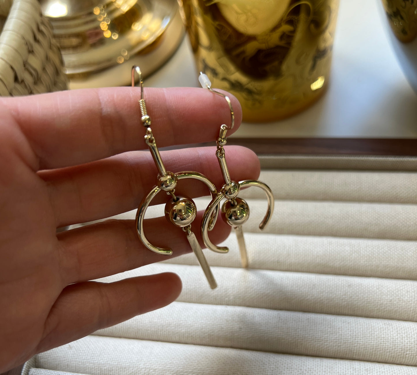 Modern Geometric Gold Dangle Earrings