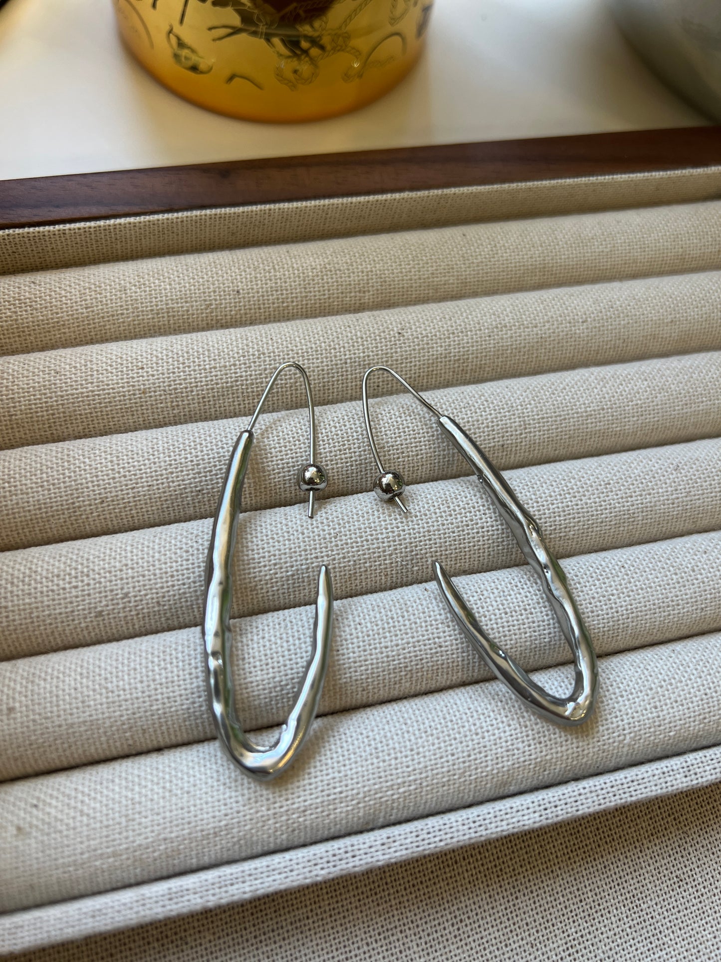 Abstract Sculptural Silver Drop Earrings