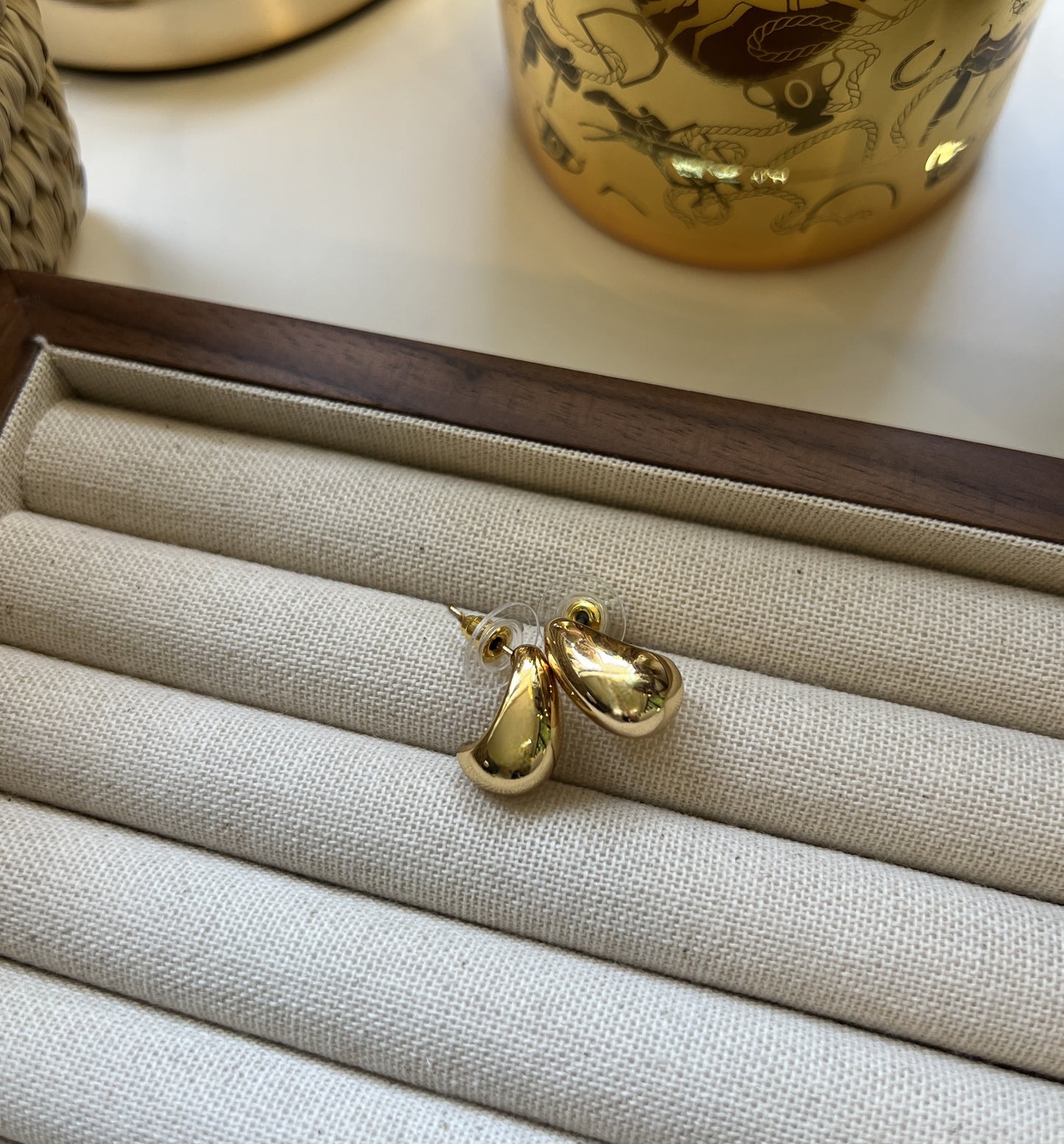 Minimalist Gold Droplet Stud Earrings