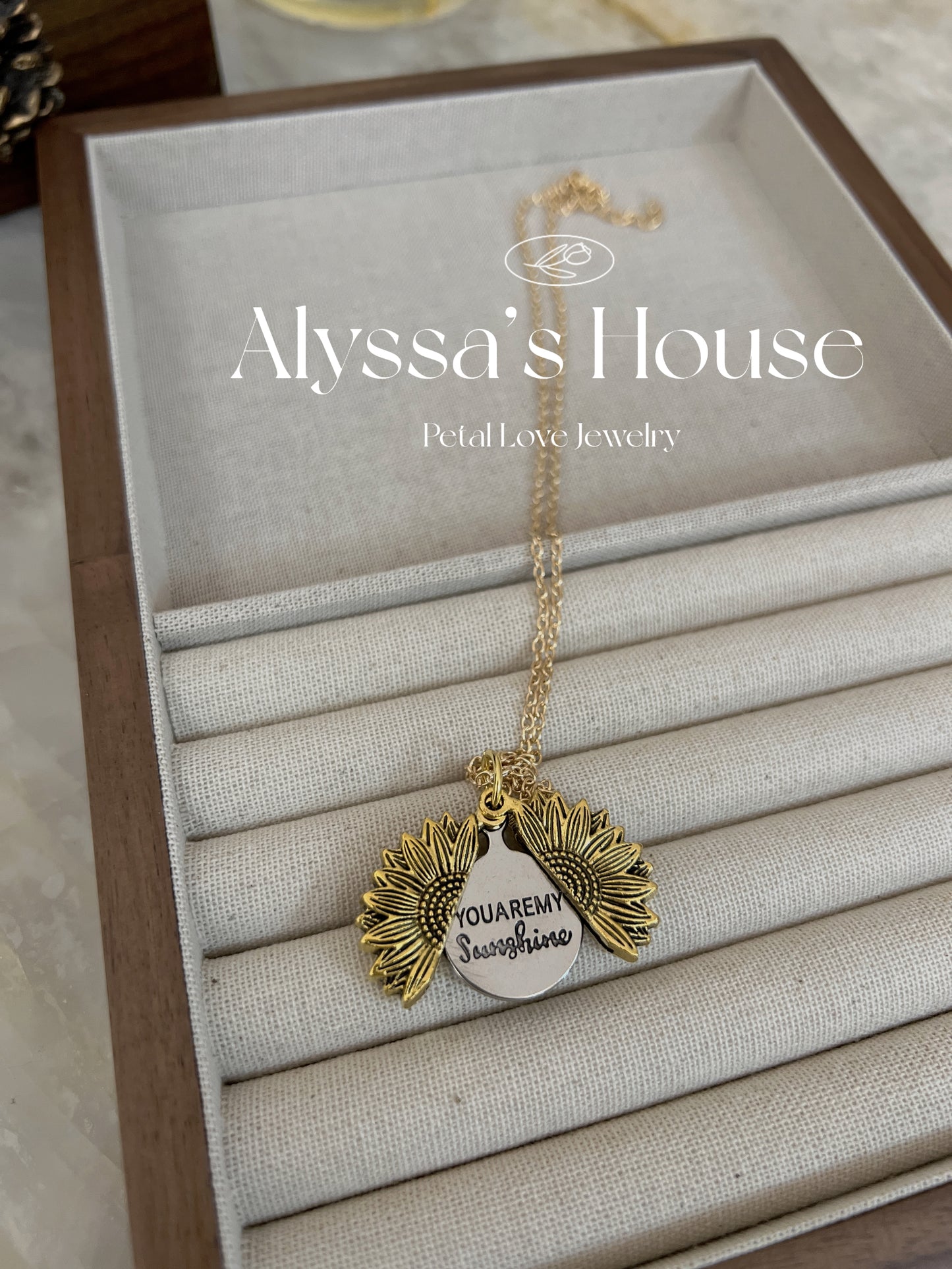 “You Are My Sunshine” Sunflower Locket Necklace