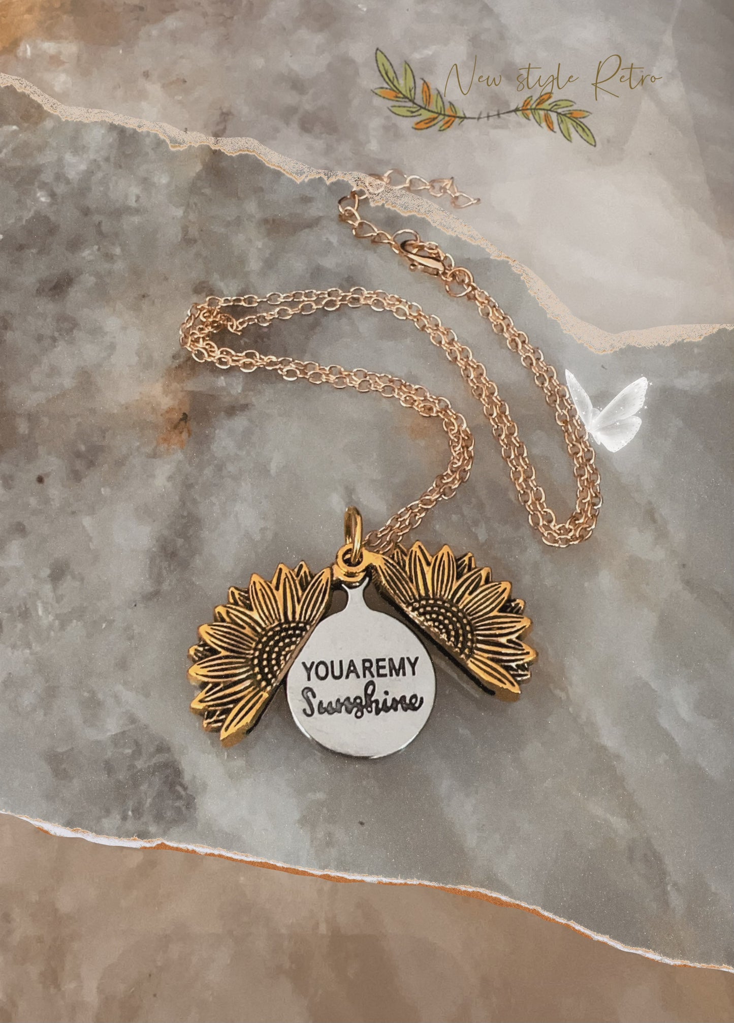 “You Are My Sunshine” Sunflower Locket Necklace