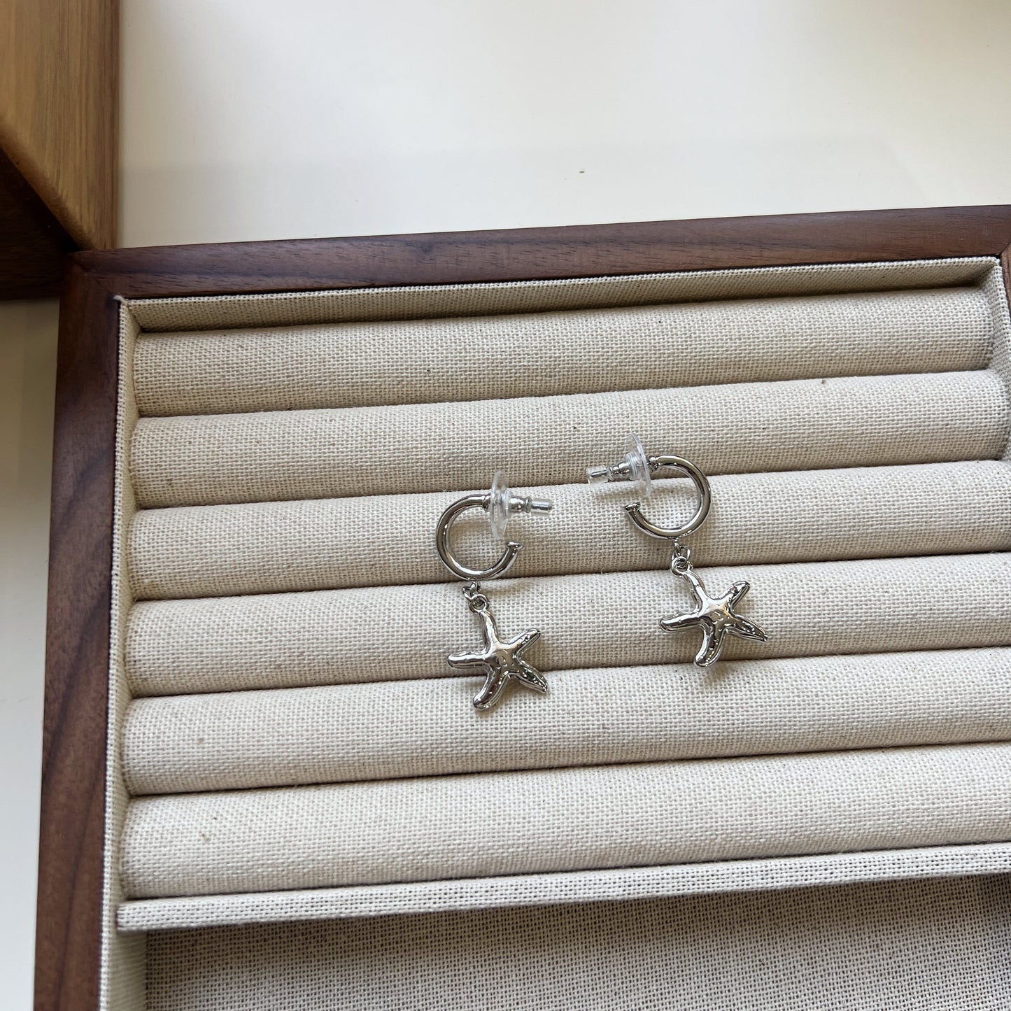 Chunky Silver Starfish Hoop Earrings