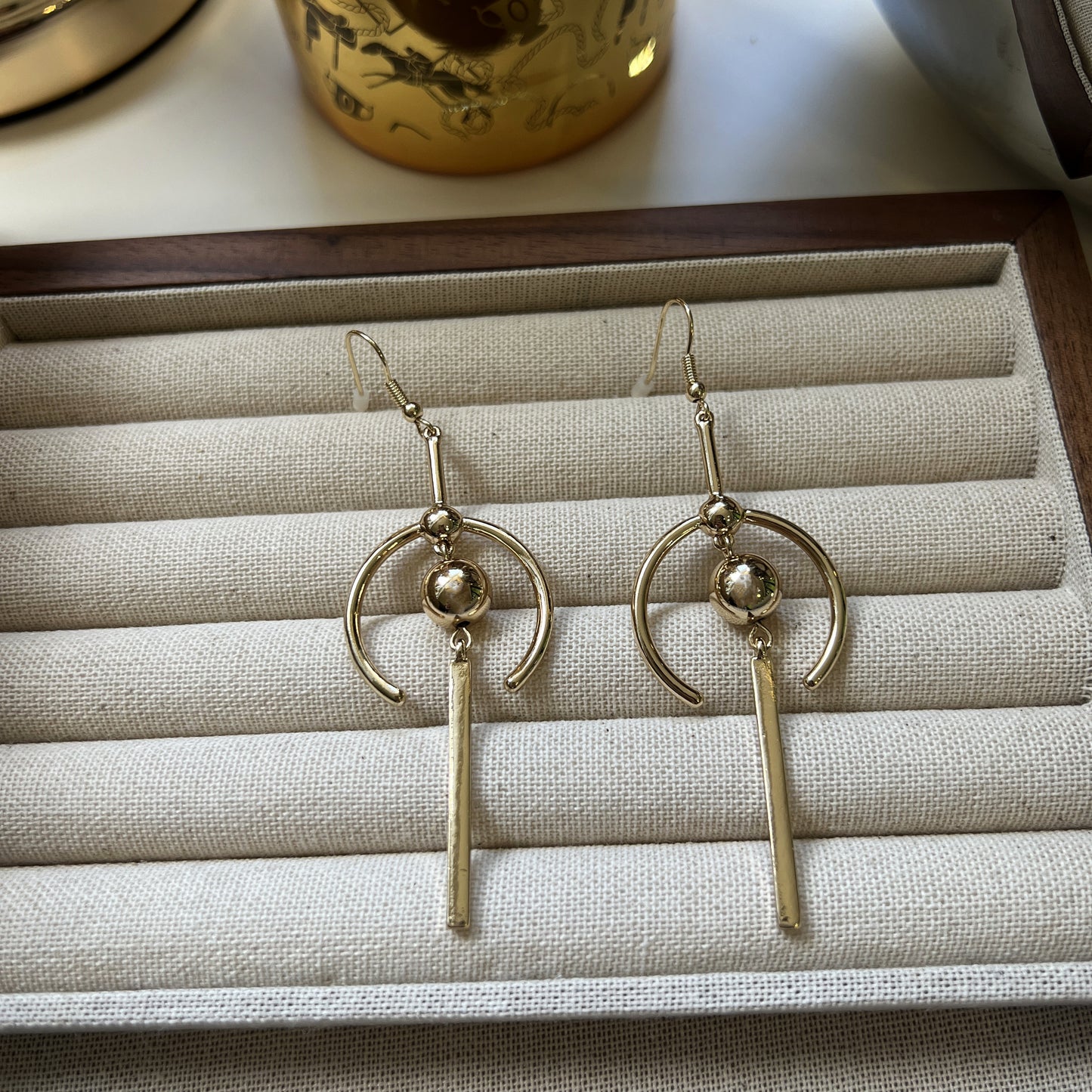 Modern Geometric Gold Dangle Earrings