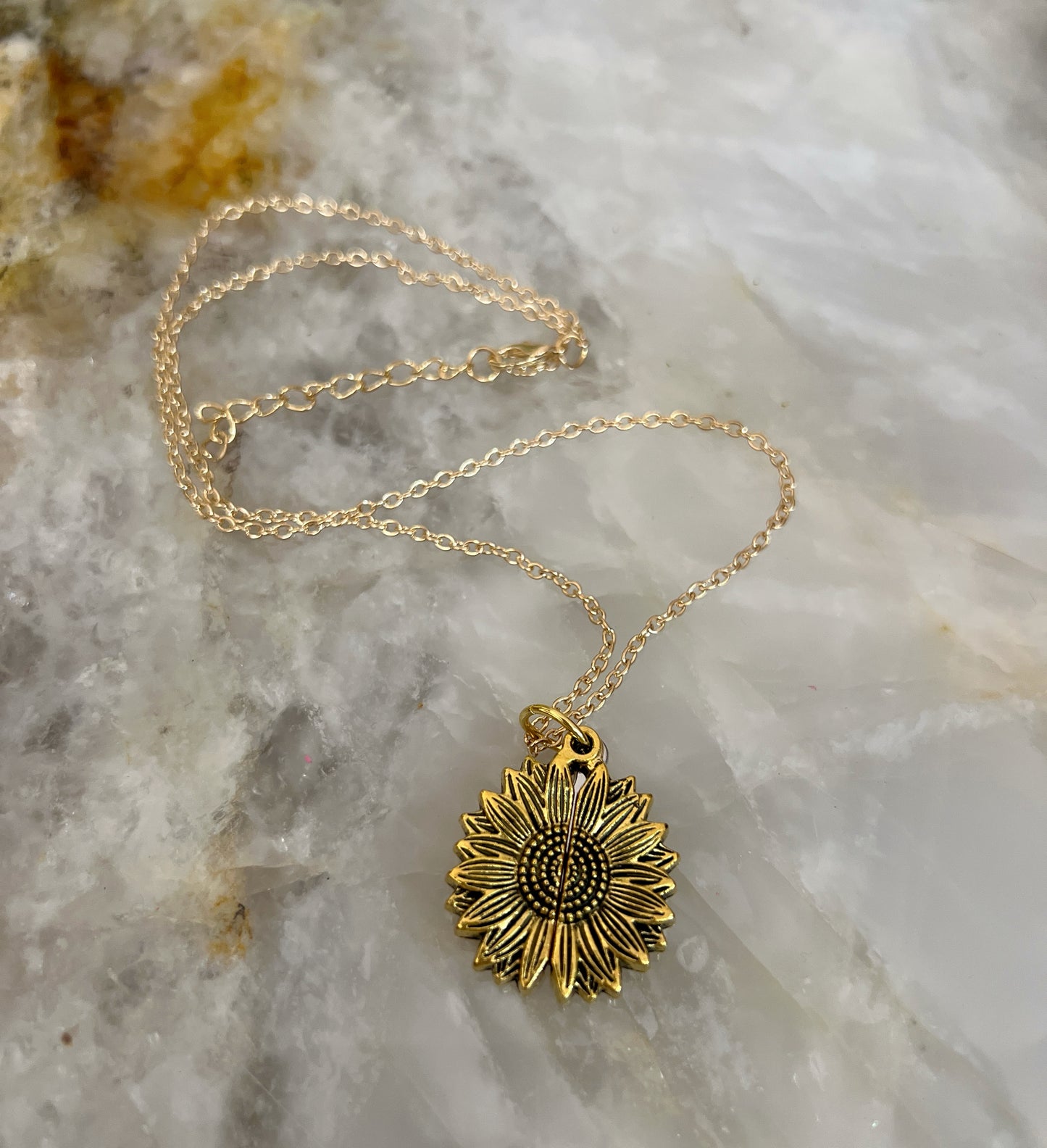 “You Are My Sunshine” Sunflower Locket Necklace