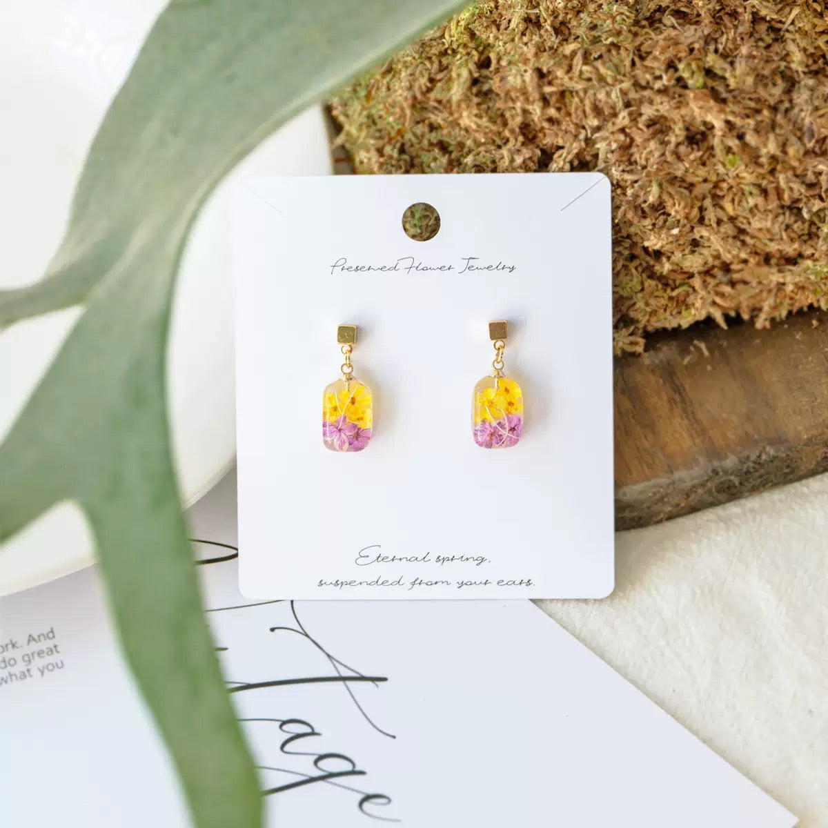 Yellow & Purple Handmade Botanical Jewellery