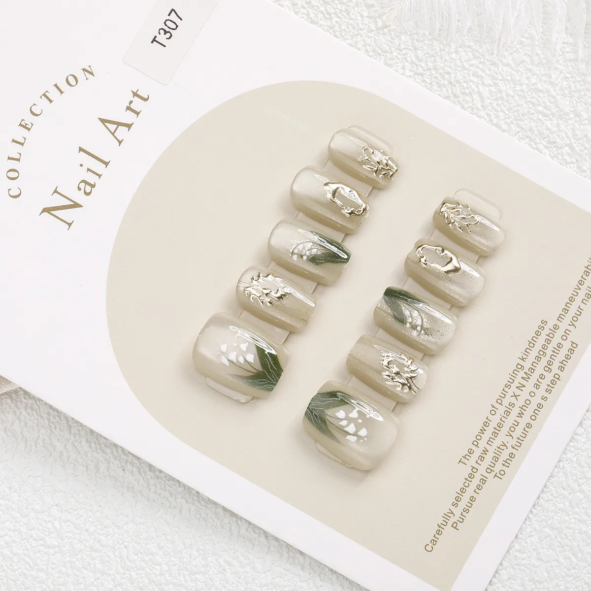 Lily of the Valley Short Press-On Nails | Handmade Botanical Nail Art