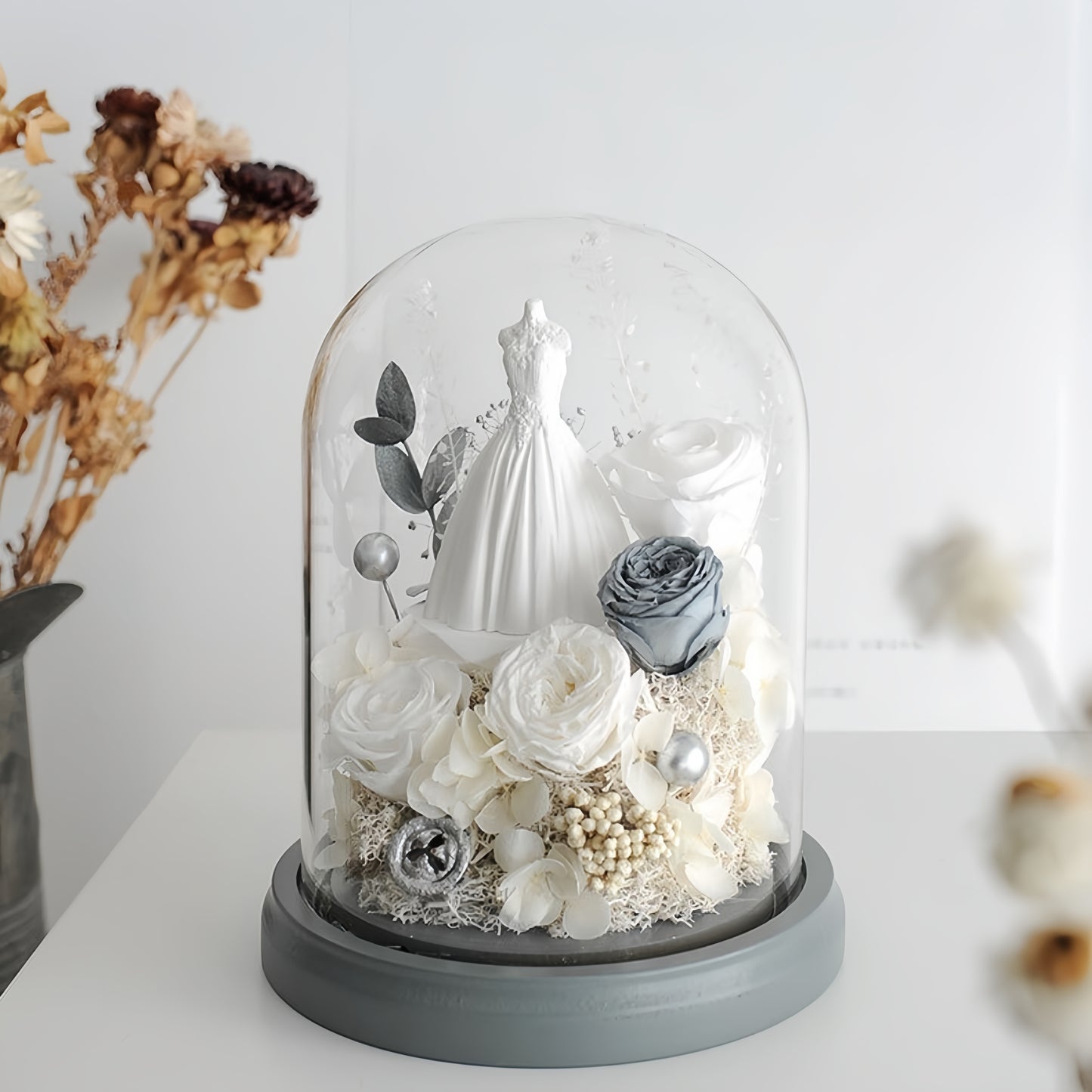 Bridal Gown Preserved Flower Dome Wedding Edition size edited