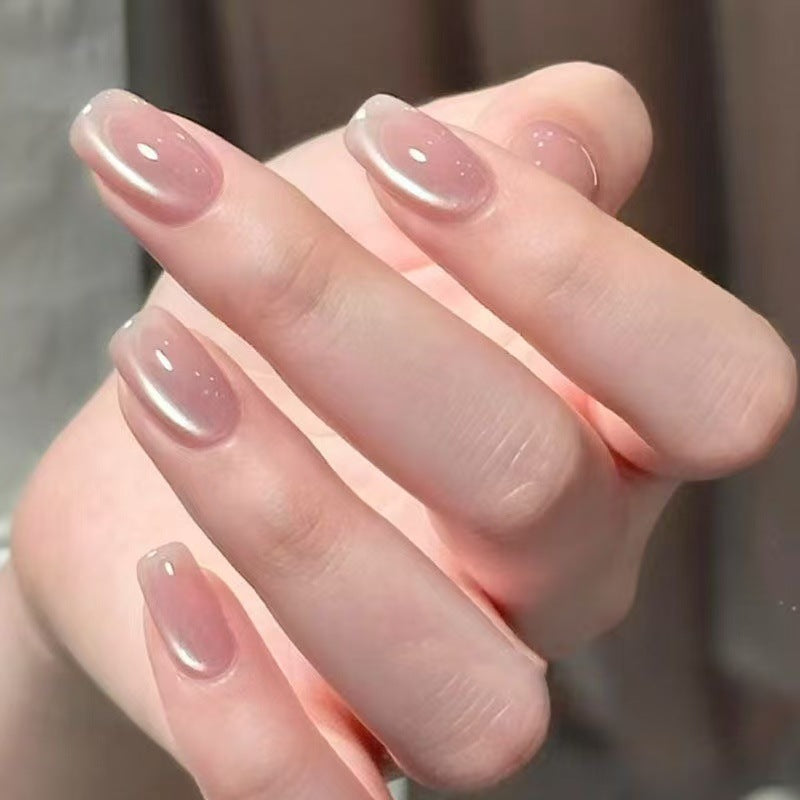 Sheer Glass Milky Pink Short Press-On Nails