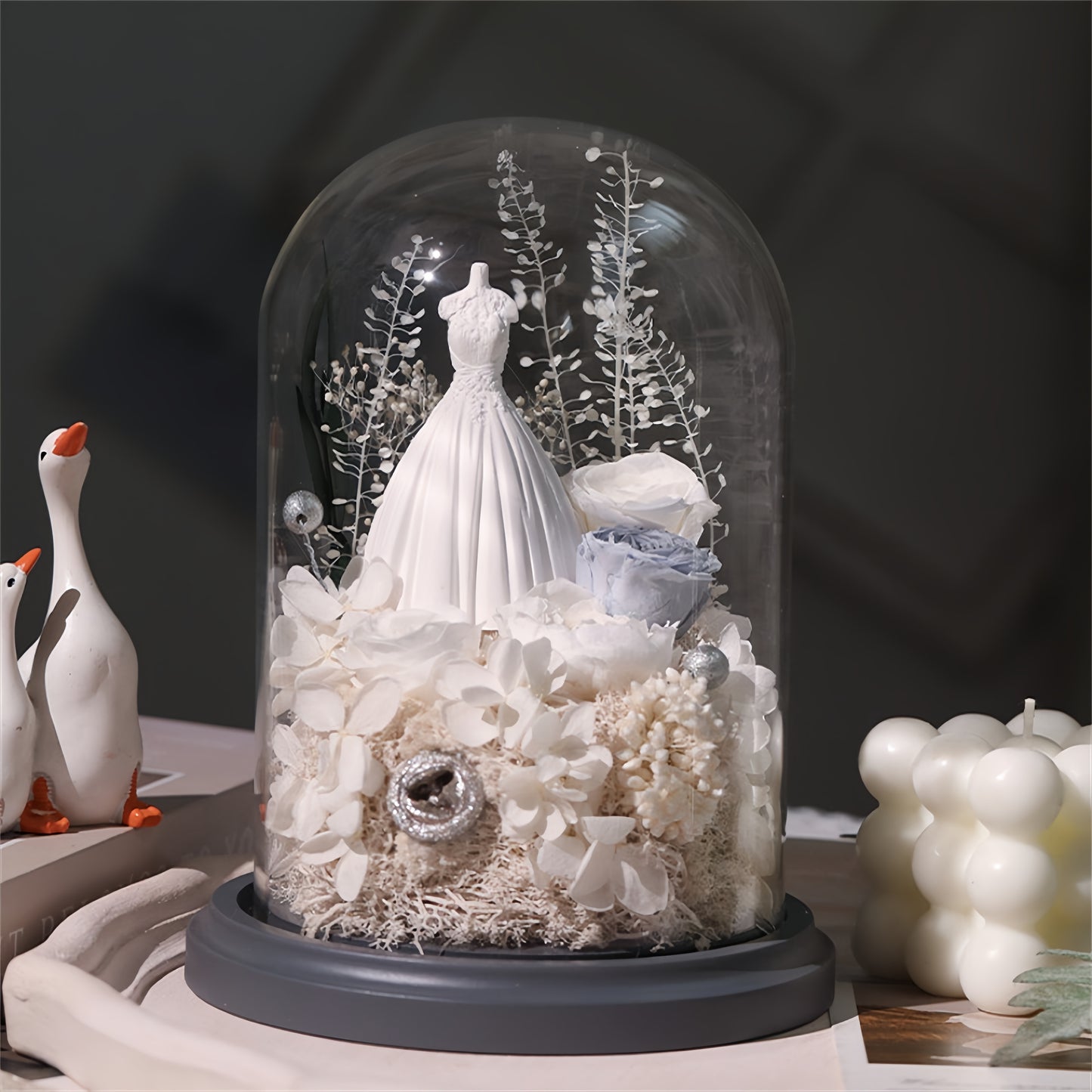 Bridal Gown Preserved Flower Dome Wedding Edition size edited