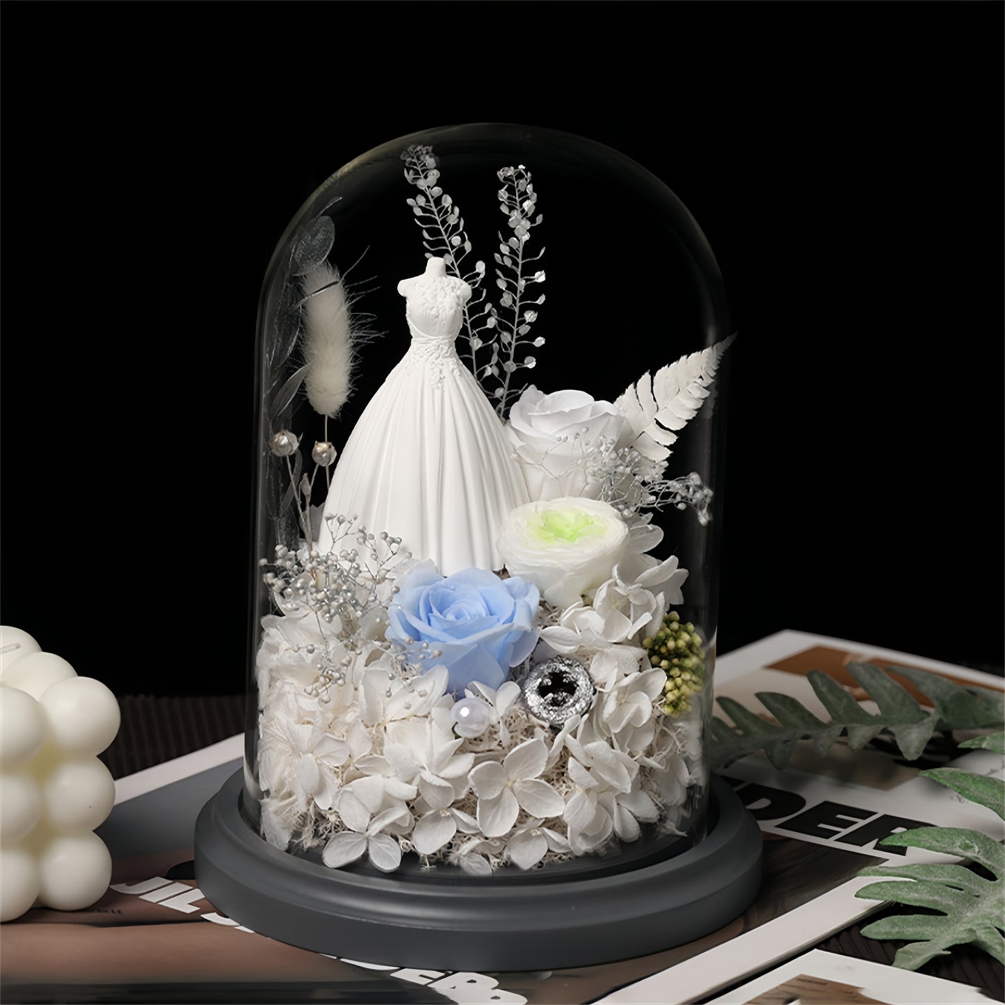 Bridal Gown Preserved Flower Dome Wedding Edition size edited
