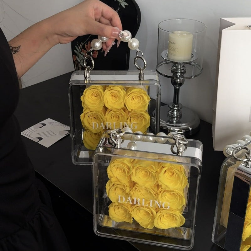 DARLING preserved rose handbag handmade in UK by Alyssa's House — lifestyle shot