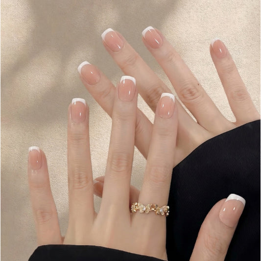 Classic White French Tip Short Press-On Nails