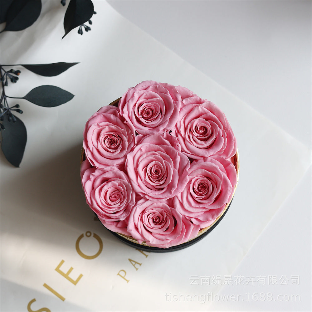Forever Rose Bloom Box – Elegant Round Gift for Her