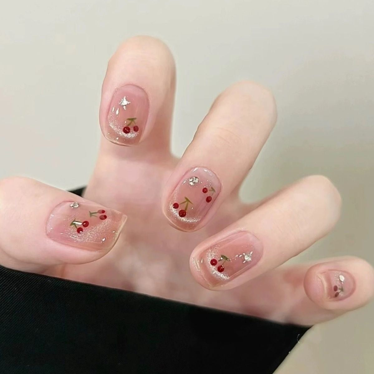 Sheer Pink Cherry Short Press-On Nails