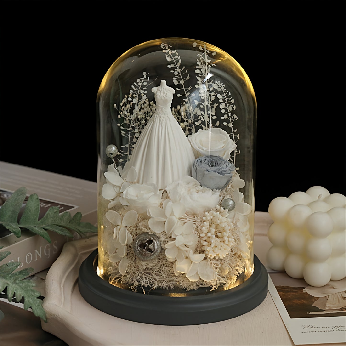 Bridal Gown Preserved Flower Dome Wedding Edition size edited