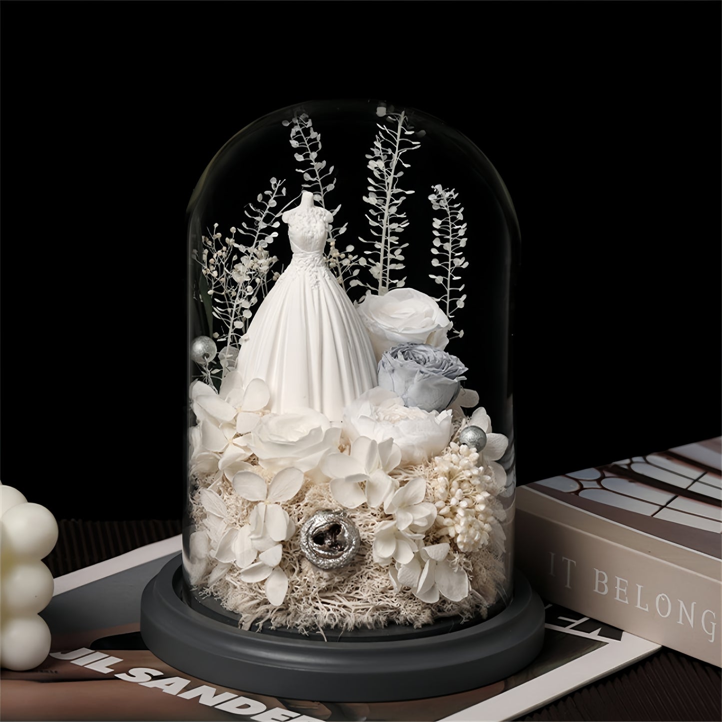 Bridal Gown Preserved Flower Dome Wedding Edition size edited