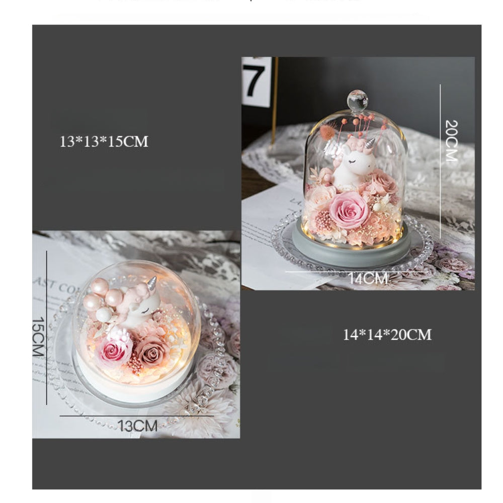 Unicorn Forever Flower Dome – Baby Girl Gift with Light