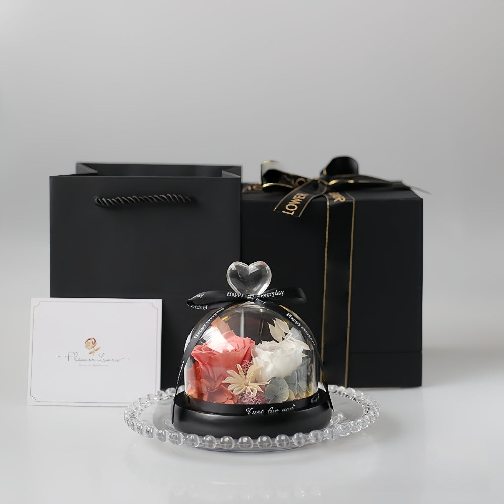 Heart of Bloom – Preserved Flower Glass Dome with LED Light