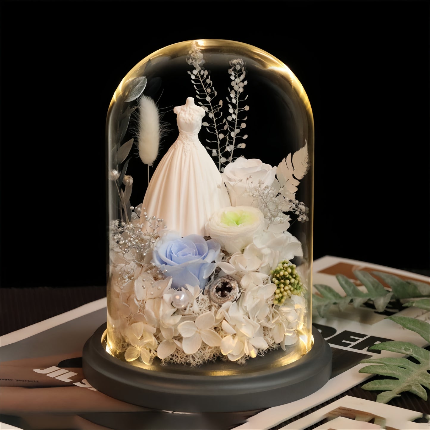 Bridal Gown Preserved Flower Dome Wedding Edition size edited