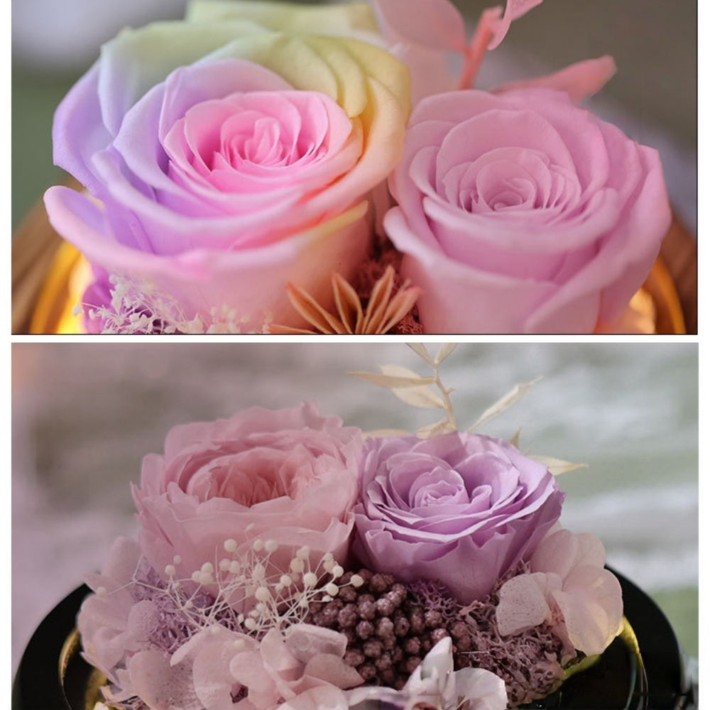 Heart of Bloom – Preserved Flower Glass Dome with LED Light