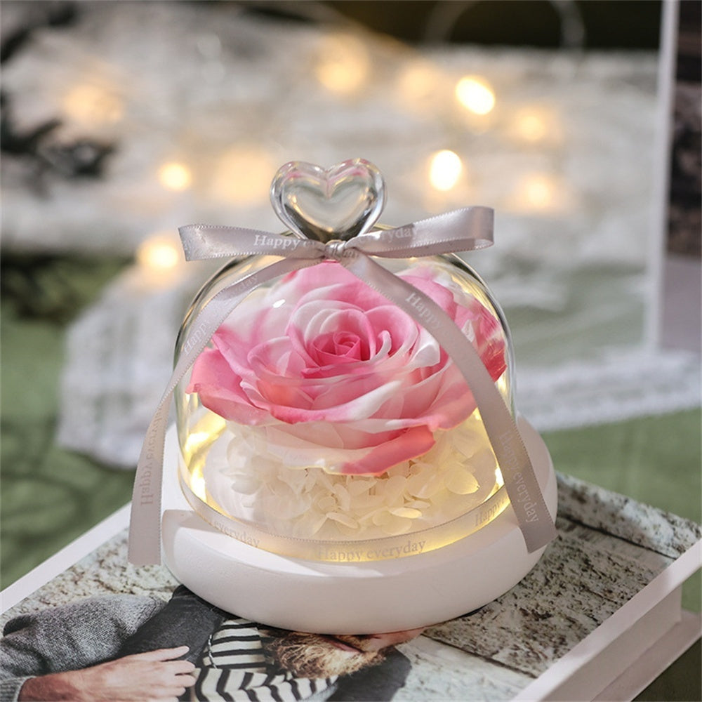 Heart of Bloom – Preserved Flower Glass Dome with LED Light