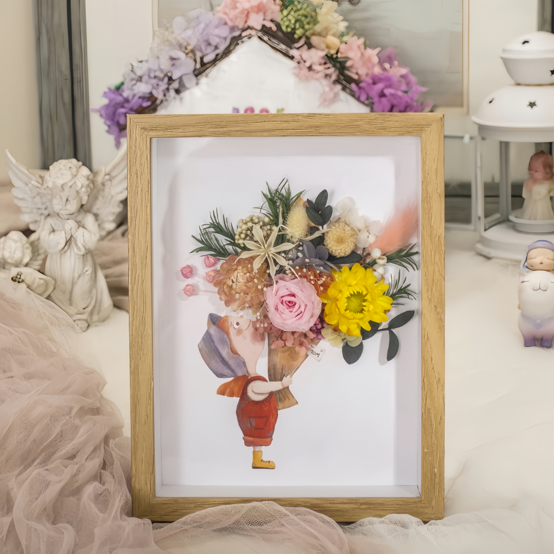 3D Preserved Flowers,Dried Flower Handmade Art Frame –  Graduation or Christmas Gift for Teachers