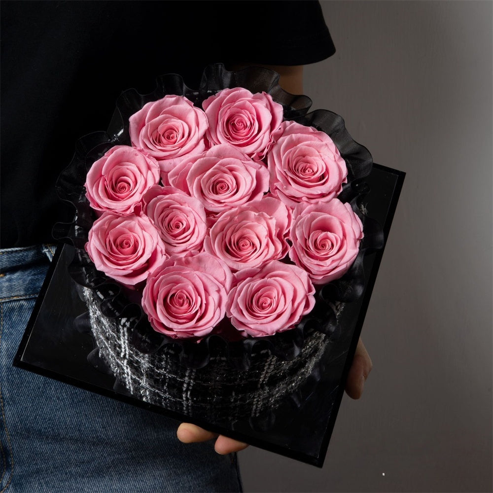 Luxury Preserved Rose Gift Box – 9 Roses in a Clear Display Case