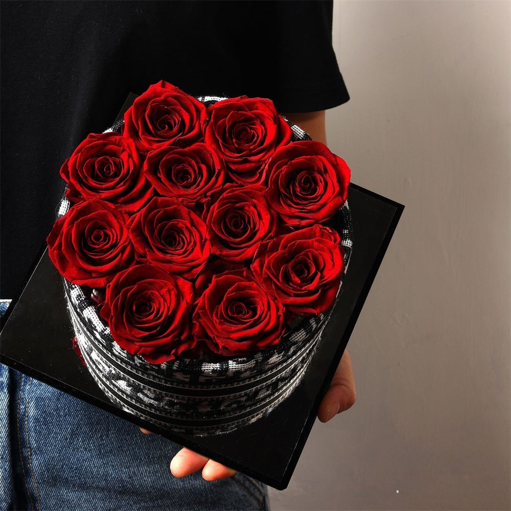Luxury Preserved Rose Gift Box – 9 Roses in a Clear Display Case