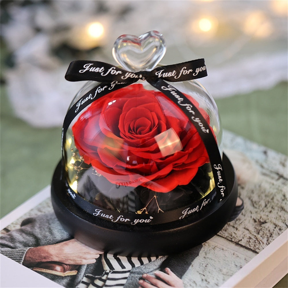 Heart of Bloom – Preserved Flower Glass Dome with LED Light