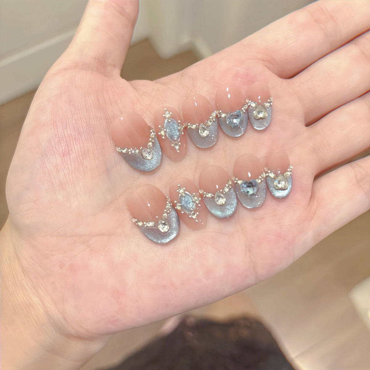 Elegant Crystal Clear Rhinestone Press-On Nails (Tool Kit Included)