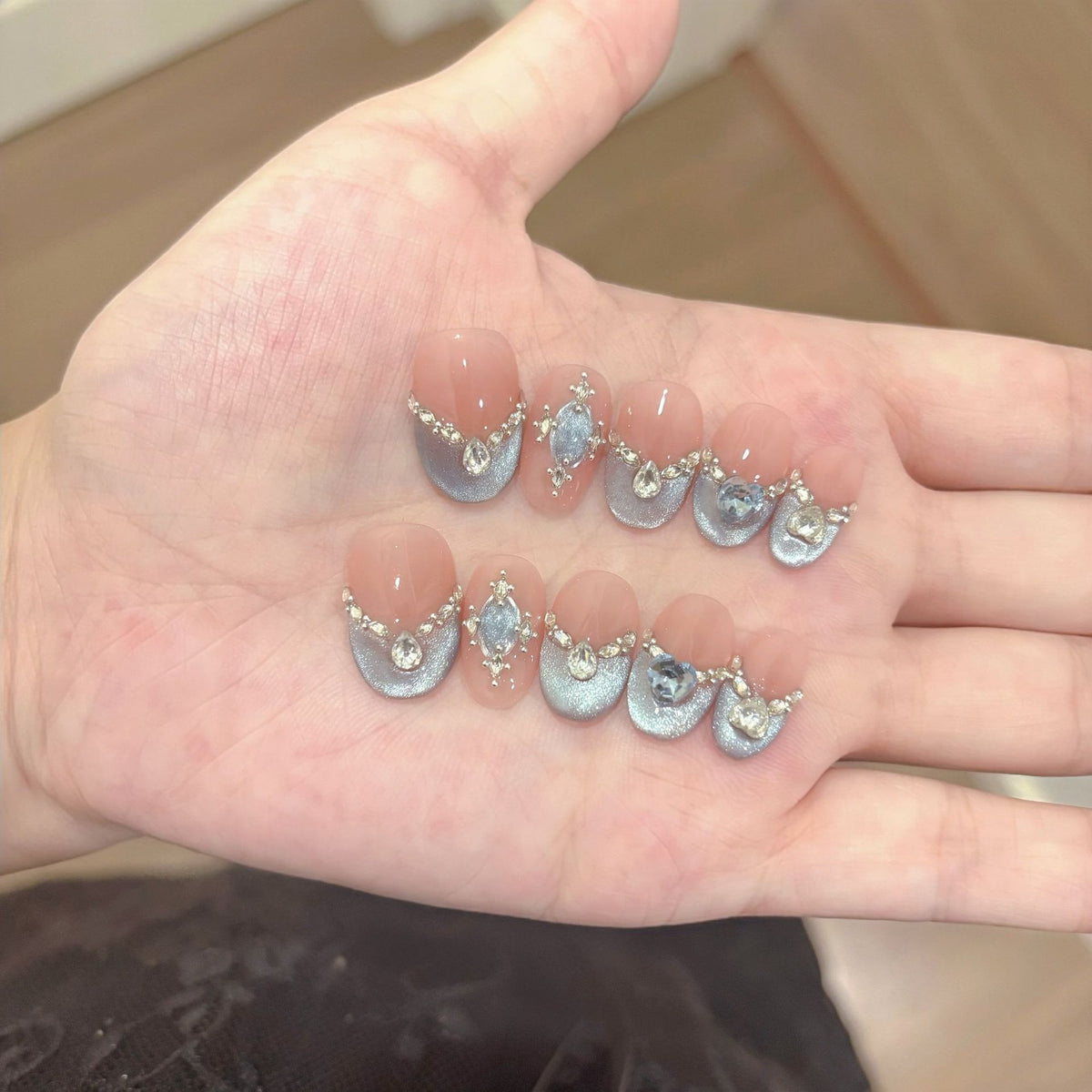 Elegant Crystal Clear Rhinestone Press-On Nails (Tool Kit Included)