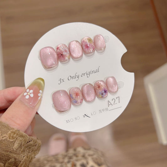 Elegant Milky White Pearl Embellished Press-On Nails (Tool Kit Included)