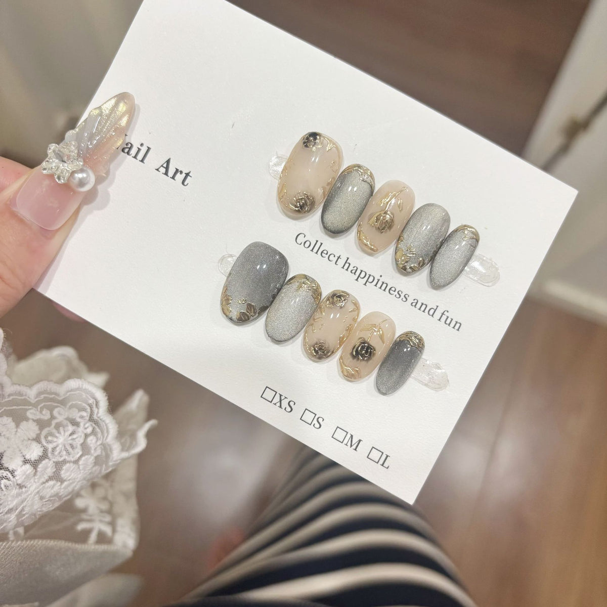 Elegant Champagne Gold Shimmer French Press-On Nails (Tool Kit Included)