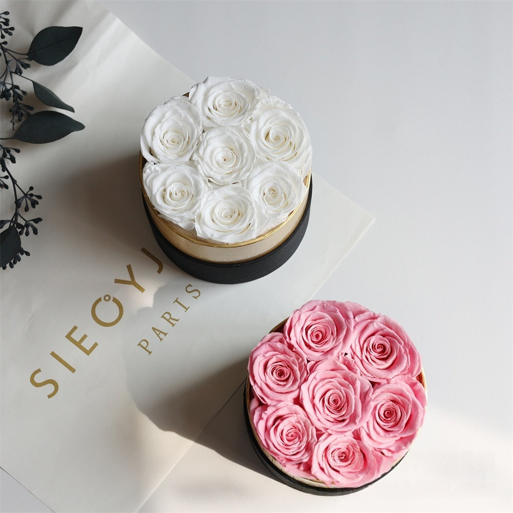 Forever Rose Bloom Box – Elegant Round Gift for Her