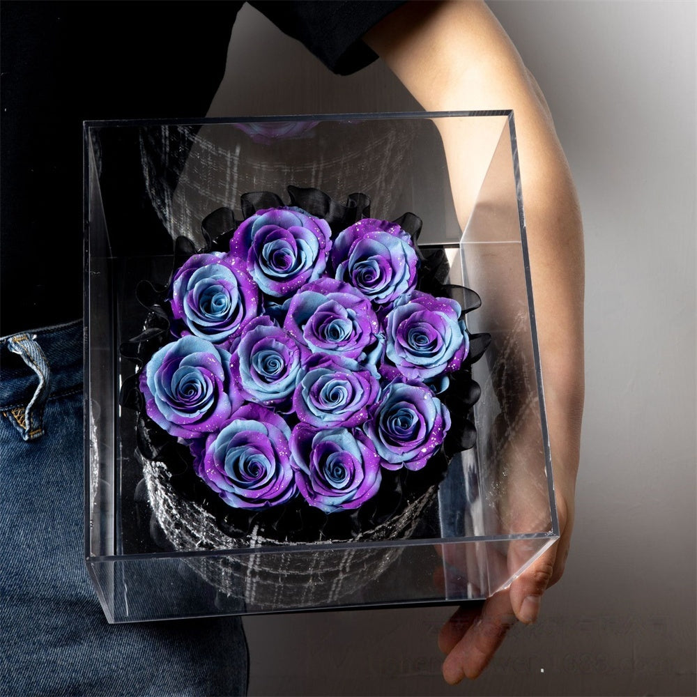 Luxury Preserved Rose Gift Box – 9 Roses in a Clear Display Case