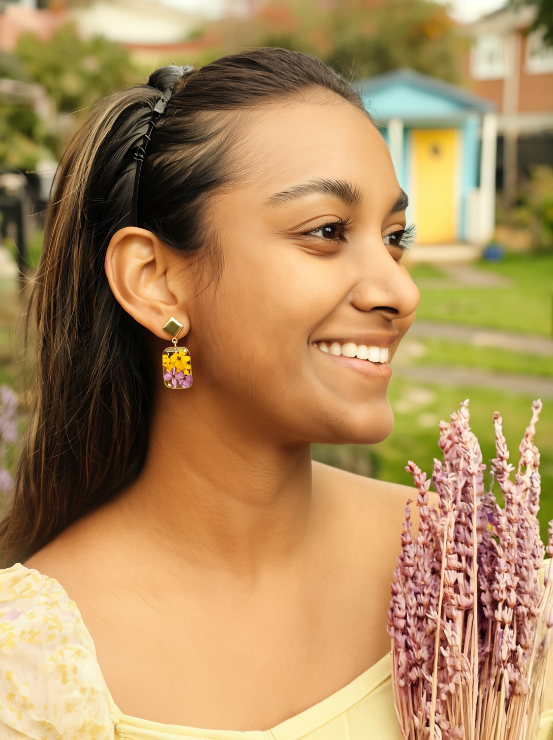 Yellow & Purple Handmade Botanical Jewellery