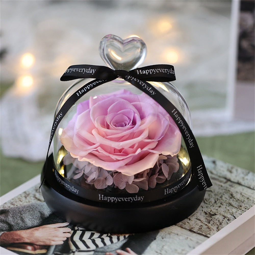 Heart of Bloom – Preserved Flower Glass Dome with LED Light