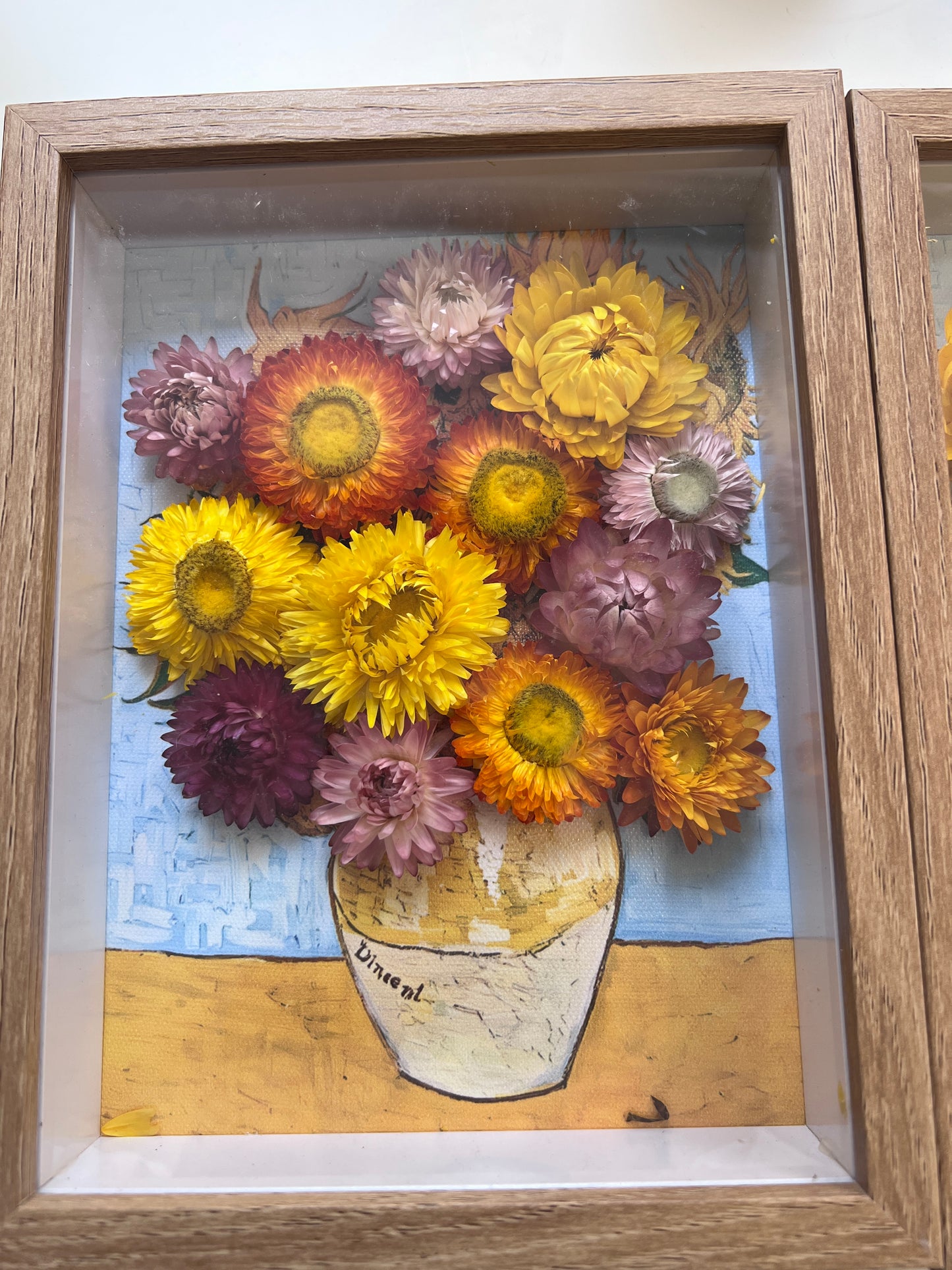 3D Dried Flower Art Frame – Post-Impressionist Style, Handmade UK Gift