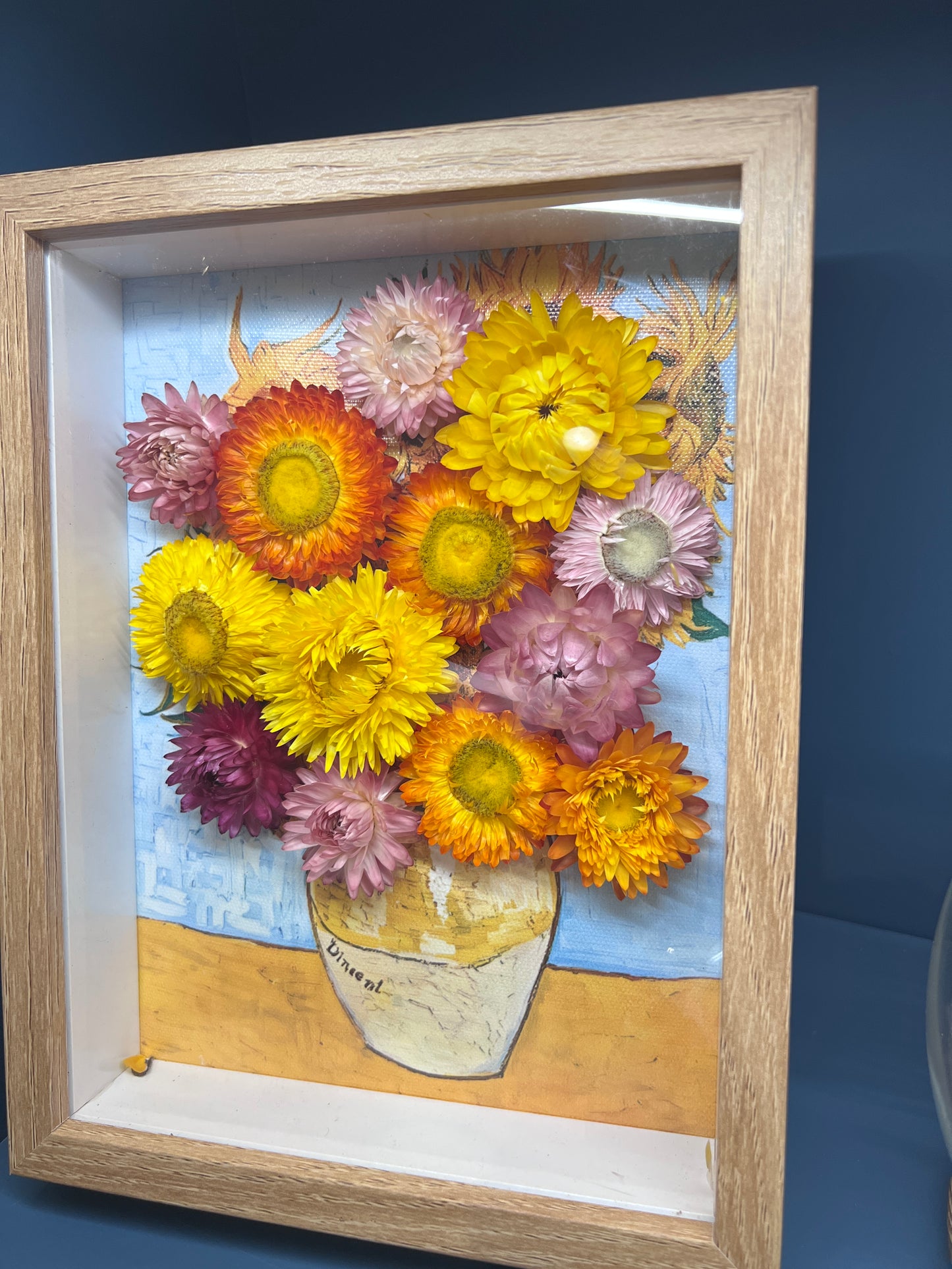 3D Dried Flower Art Frame – Post-Impressionist Style, Handmade UK Gift