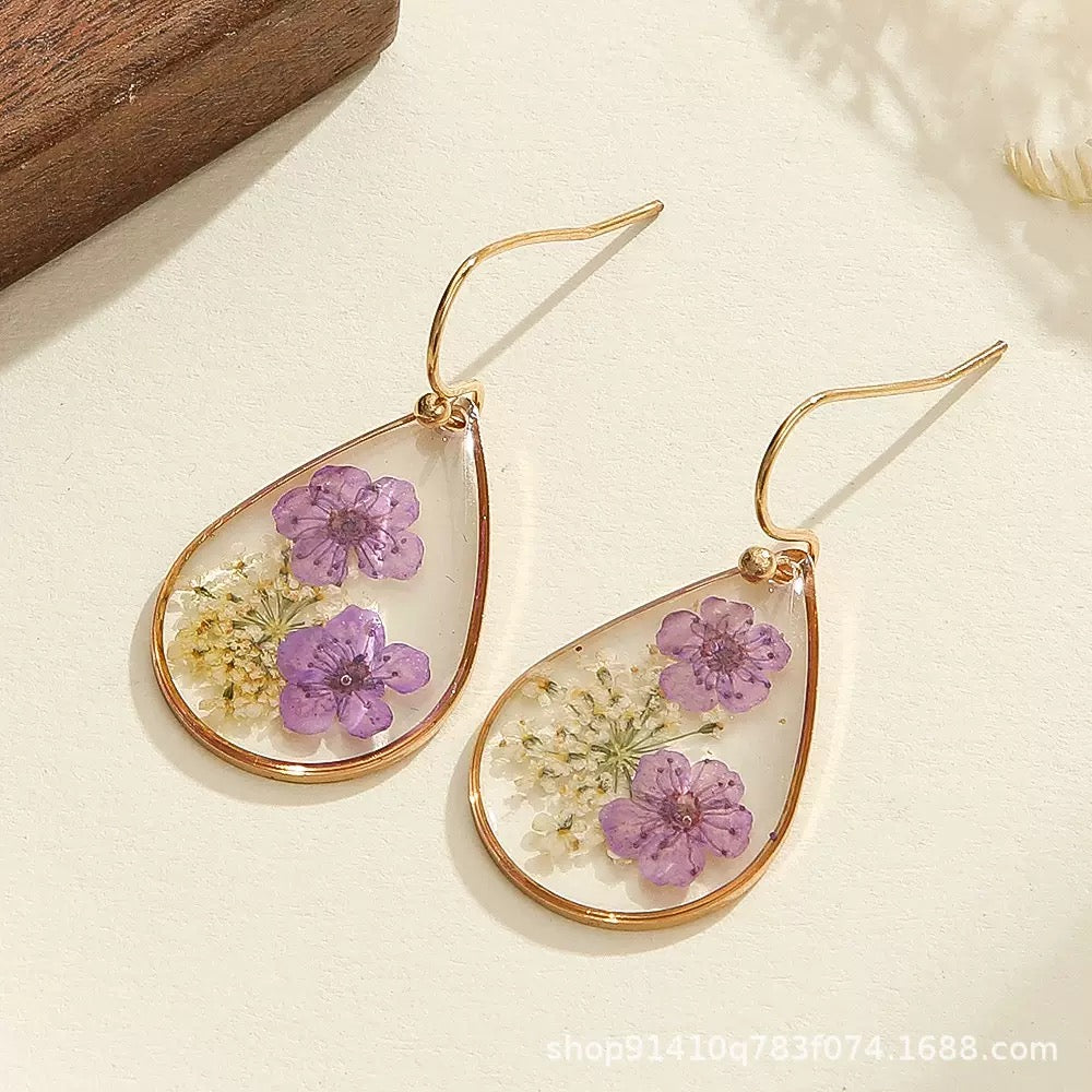 Pink Floral Teardrop Earrings