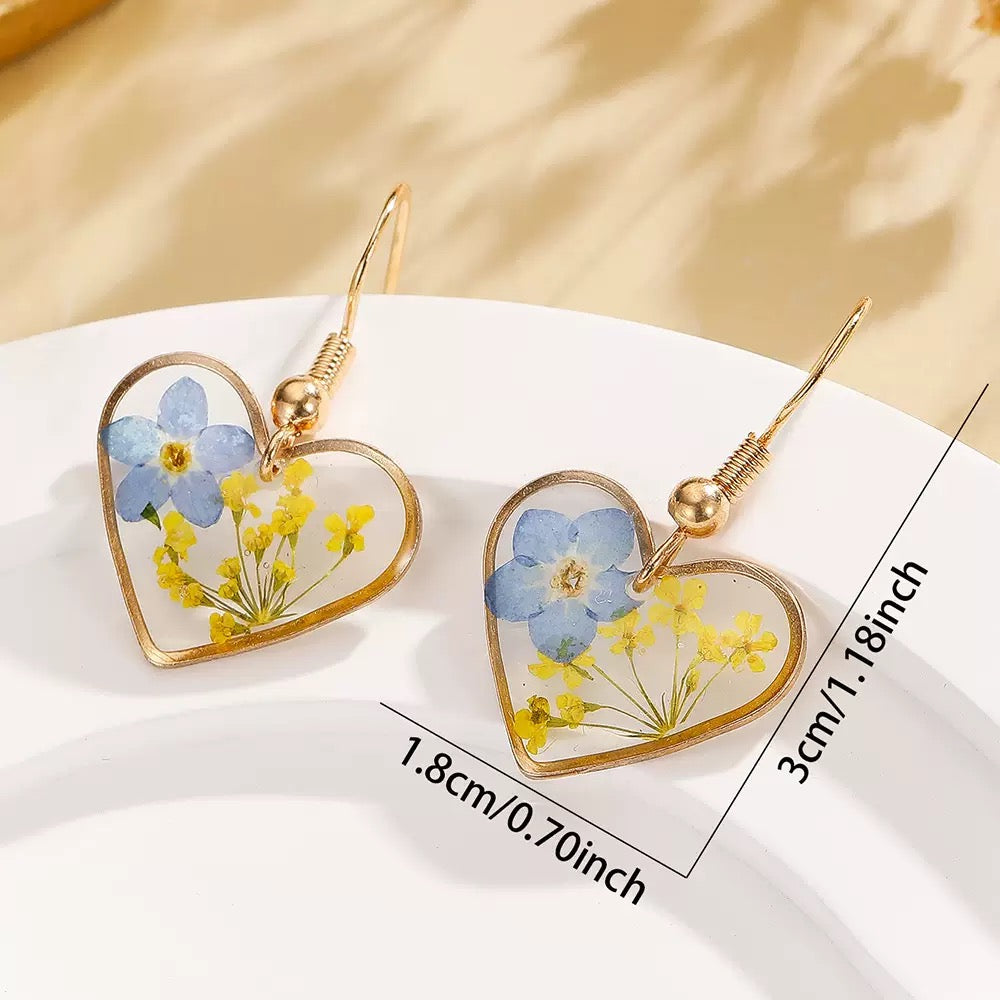 Blue Forget-Me-Not Heart Earrings